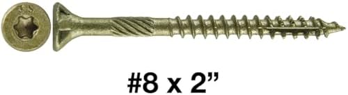 8 x 2 Bronze Coated Multipurpose Wood Screw Torx/Star Drive Flat Head Exterior Coated - ACQ Compatible 5 Pound CASE 6795 Screws