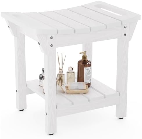 Waterproof Shower Bench, Poly Lumber Shower Stool for Shaving Legs