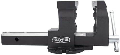 Yost Vise RHV-6 6-Inch Truck Trailer Receiver Vise | Heavy Duty Portable Work Vise | 5.9" Jaw Width, 5.81" Max Jaw Opening, 4.96" Throat | Fits Standard 2" Hitch with Hitch Pin Included