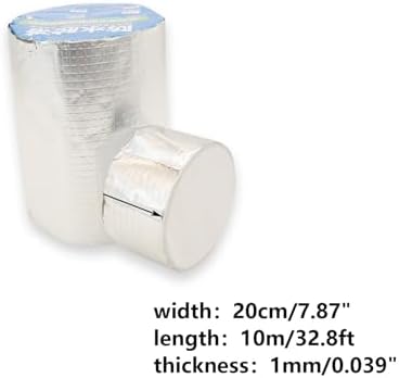 Butyl Tape Waterproof Tape, Aluminum Foil Duct Sealing Tape for RV Repair,Window,Silicone,Boat and Pipe Sealing,Glass & EDPM Rubber Roof Patching,Silver(20cm*10m/7.87"*32.8ft-1mm Thick)