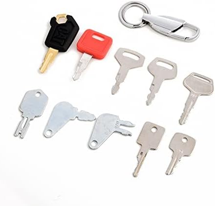 10 Heavy Construction Equipment Ignition Keys Sets with Keychain for Caterpillar Case JD Hyster Komatsu Keys Heavy Equipment