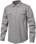 FR Shirt 7oz Fire Resistant Shirts Men's,CAT2 Welding Shirt 100% Cotton Flame Resistant Shirts Gray (6X-Large)