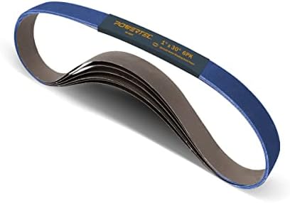 POWERTEC 1x30 Sanding Belts, 6PK, 24 Grit Zirconia 1 x 30 inch Sanding Belts for Belt Grinder, Belt and Disc Sander, Knife Sharpening, Woodworking, Metalworking, Derusting (4130024Z-6)
