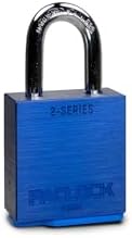 PACLOCK's 2-Series Padlock, UCS, 5/16" Diameter Hard. Stainless Steel Shackle, 1-3/16" Tall, High Performance 6-Pin Cylinder, Keyed Differently w/ 2 Keys, Blue