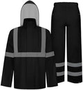 TCCFCCT High Visibility Rain Gear for Men Waterproof High Vis Rain Jacket and Pants, Class 3 Hi Vis Rain Coat for Men with Hood, Lightweight Rain Suits for Safety Work & Outdoors, 4XL-5XL Black WP
