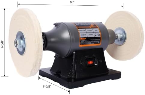 8-Inch Electric Polisher Benchtop Buffer Grinder 4PCs 80Ply Thic Buffing Wheels Benchtop Buffing Machine for Polishing Metal,Jewelry,Knives,Wood,Jade and Plastic (Gray, 8-Inch)