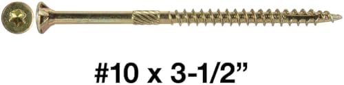 Jake Sales #10 X 3-1/2" Gold Star Wood Screw Torx/Star Drive Flat Head - Multipurpose Torx/Star Drive Wood Screws - CASE Qty 42 Boxes 2,268 Screws