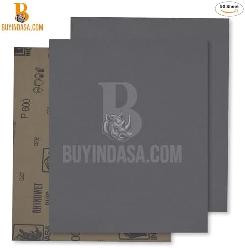 Indasa 50 PCS 9x11” Wet & Dry Sandpaper Sheets, 120 GRIT, Rhynowet Clog-Resistant Abrasive for Wood, Metal, Auto, Paint & Clear Coat Finishing, Sand Paper Aluminum Oxide, Plusline