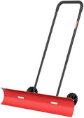38 Inch Snow Shovel for Driveway, Brewin SnowPro Bi-Direction Heavy Duty Snow Pusher with Wheels and Angled Blade for Efficient Snow Removal, Back Saver Snow Plow for Doorway Sidewalk