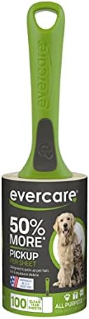Evercare All Purpose Pet Hair Lint Roller, 100 Sheets – Reusable Sticky Roller for Pet Hair, Cat & Dog Hair Remover, Lint Remover, Pet Hair Remover for Furniture, Clothing & Cars