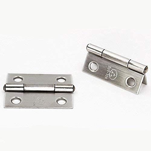 10pcs 304 Stainless Steel 1.5-inch Folding Butt Hinges Home Furniture Hardware Door Hinge Small Hinges for Wooden Boxes Lid Jewelry Box Crafts (38mm x 30.5mm x 1mm)