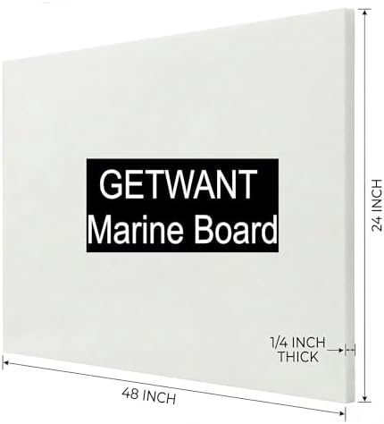 White HDPE Sheet 24x48 (6mm) 1/4" Thick, Marine Board HDPE Plastic Sheet, Waterproof UV Resistant for Boat Board, Workbench Top, DIY Projects, Outdoor Construction, Garage Liner and Utility Pad
