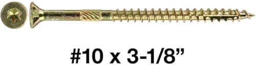 Jake Sales #10 X 3-1/8" Gold Star Wood Screw Torx/Star Drive Flat Head - Multipurpose Torx/Star Drive Wood Screws - CASE Qty 42 Boxes 2,562 Screws
