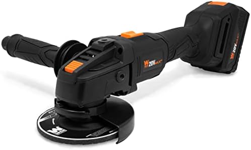 WEN Cordless Angle Grinder, Brushless with 20V Max 4.0 Ah Lithium-Ion Battery and Charger (20944), Black