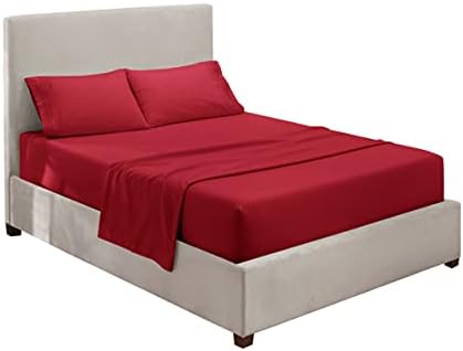 Hearth & Harbor Full Size Sheets - 4 Piece Bed Sheet Set, Hotel Luxury Double Brushed Bed Sheets - Extra Soft Bedding Sheets & Pillowcases, Full, Burgundy