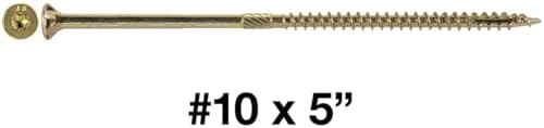Jake Sales #10 X 5 Gold Star Wood Screw Torx Drive Flat Head (5 Pounds - 190 Approx. Screw Count) - Multipurpose Wood Screws
