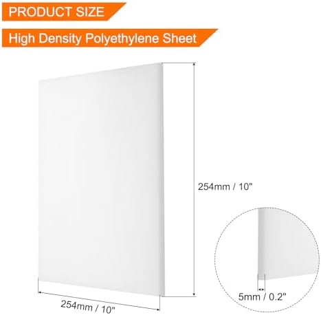 MECCANIXITY UHMW Sheet Ultra High Molecular Weight Polyethylene Sheet, 3/16" Thick Hard HDPE Plastic Sheet Board for DIY Craft 10" x 10" White