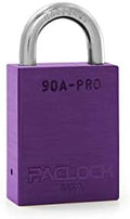 PACLOCK 90A-PRO Series Padlock, Buy American Act Compliant, Purple Anodized Aluminum, High Security 7-Pin Cylinder with 1 Key per Lock, Keyed Differently, 3/4" Tall Hardened Steel Shackle