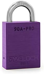 PACLOCK 90A-PRO Series Padlock, Buy American Act Compliant, Purple Anodized Aluminum, High Security 7-Pin Cylinder with 1 Key per Lock, Keyed Differently, 3/4" Tall Hardened Steel Shackle