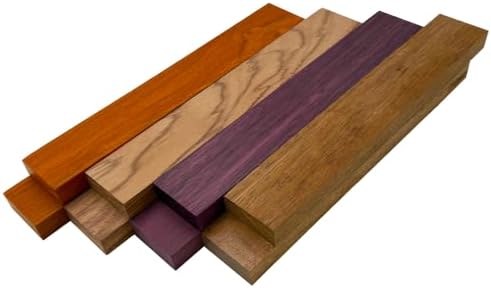 Barrington Hardwoods Imported Exotic Hardwood Variety Pack - Padauk, Red Zebrawood, Purpleheart, and Merbau (3/4" x 2" x 12" (8 Pieces))