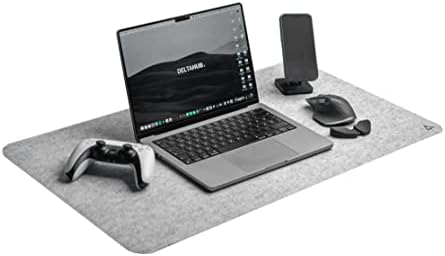DELTAHUB - Minimalistic Felt Desk Protective Pad, Anti-Fray, Anti-Slip, Easy to Clean, Easy Glide, Long Lasting, Sleek Design, Comfortable, Resistant, Desk Mat, PC, Mac, Laptop - Large (18x32inch)