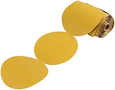 S SATC Premium Gold Sandpaper 6 Inch 100 PCS Sanding Discs 240 Grit Self Adhesive Stickyback Sandpaper Roll Aluminum Oxide PSA Sandpaper Discs for Wood, Metal, and Car Paint