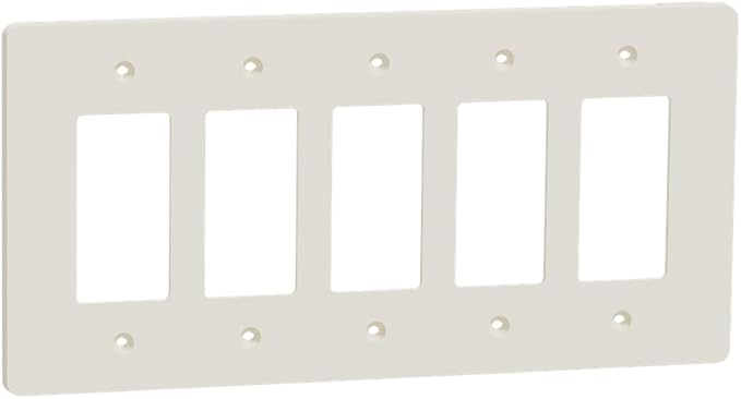 Square D by Schneider Electric X Series Wall Plate for Outlet and Light Switch, Mid Size Plus 5 Gang, Matte Light Almond