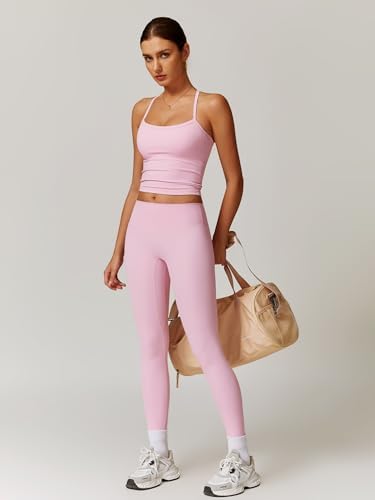 ABOCIW Workout Sets for Women 2 Piece Padded Sports Bra Tank Top High Waist Leggings Sets Gym Yoga Work Out Clothes
