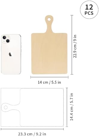 PYD Life 12 Pack Plywood Sublimation Cutting Boards with Handle 5.5" x 9"