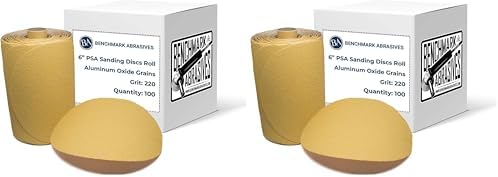 Benchmark Abrasives 6" PSA Gold Sanding Discs, 220 Grit, 100-Count, 2-Pack