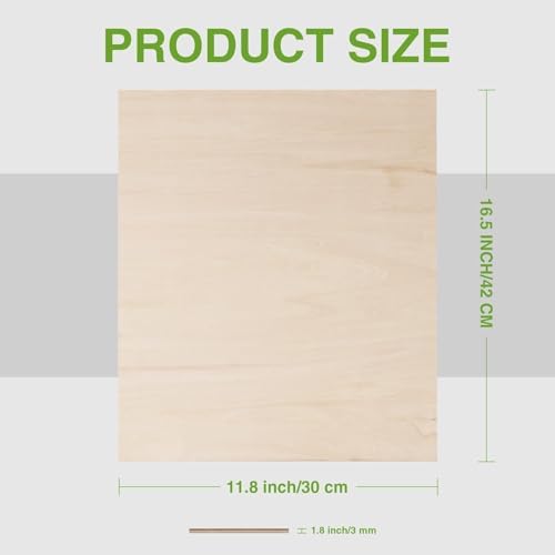 ROBOTIME 6-Pack Laser Wood Sheets 1/8" - 12 x 16 x 1/8 Inch - Basswood 2Pcs & Walnut 2Pcs & Birch 2Pcs - 3mm Plywood Sheets for Laser Cutting, Engraving & Wood Burning (Pyrography)