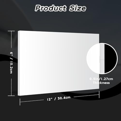 HDPE Sheet 1/2" Thick - 6"x12" HDPE Plastic Sheet, White Plastic Sheet for Crafts, DIY Projects, and Industrial Use