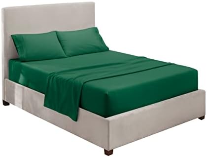 Hearth & Harbor Twin XL Size Sheets - 3 Piece Bed Sheet Set, Hotel Luxury Double Brushed Bed Sheets - Extra Soft Bedding Sheets & Pillowcases, Twin XL, Hunter Green