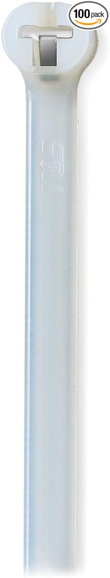 Thomas & Betts TY527M 13" Natural Cable Ties, 120 lb Tensile Strength, Stainless Steel Barb and Infinite Locking Positions, Corrosion Resistant Nylon for Indoor Application, 50 Pack