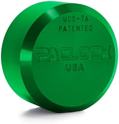 PACLOCK's 7-Series Flat Back Puck w/Tapped Holes, Standard Rekeyable (SR), Keyed Differently w/ 2 Keys, Green