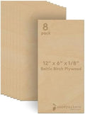 3 mm Baltic Birch Plywood 1/8 x 6 x 12 Inch, Box of 8 B/BB Grade Craft Wood, Stronger Than Basswood Sheets, for Laser, CNC Cutting and Wood Burning, by Woodpeckers