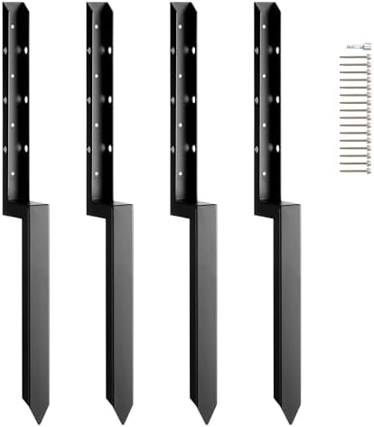 VEVOR Fence Post Anchor, 4 Pack Repair Kit Inner Diameter 2 x2 Inches Heavy Duty Steel Post Support Stakes, Anchor Ground Spike for Repair Tilted, Broken Wood Fence Post