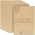 Baltic Birch Plywood, 3 mm 1/8 Craft Wood, B/BB Grade Baltic Birch Sheets, Stronger Than Basswood Sheets, Perfect for Laser, CNC Cutting and Wood Burning, by Woodpeckers (12, 6" x 8")