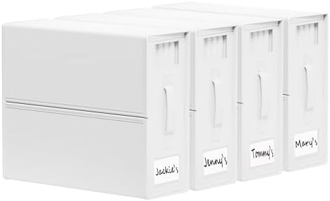SheetCube Bed Sheet Organizers and Storage 4 Pack, Foldable Linen Closet Organizer with Window and Label, Bedding Folder Storage Box Container for Blanket, Duvet Cover Set, Bed Sheet Set - White