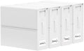 SheetCube Bed Sheet Organizers and Storage 4 Pack, Foldable Linen Closet Organizer with Window and Label, Bedding Folder Storage Box Container for Blanket, Duvet Cover Set, Bed Sheet Set - White