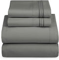 Hearth & Harbor Full Size Sheets - 4 Piece Bed Sheet Set, Hotel Luxury Double Brushed Bed Sheets - Extra Soft Bedding Sheets & Pillowcases, Full, Charcoal Grey