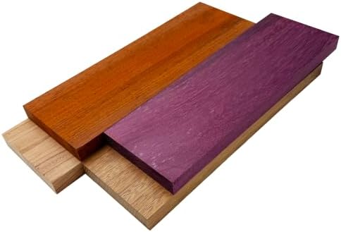 Barrington Hardwoods Imported Exotic Hardwood Variety Pack - Padauk, Red Zebrawood, Purpleheart, and Merbau (3/4" x 4" x 12" (4 Pieces))