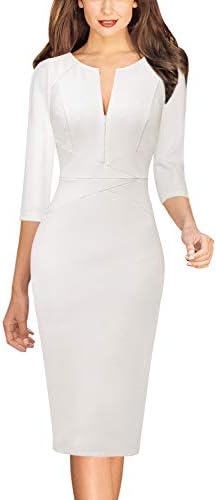 VFSHOW Womens Work Business Office Zipper Up Slim Bodycon Sheath Dress