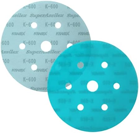 Super Assilex Flexible 6 inch Sanding Discs, Sky K-600 7 Holes, Hook & Loop, 193-1538, 25 Discs