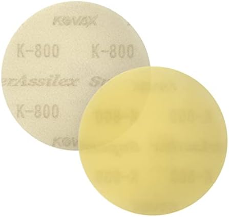 Super Assilex Flexible 3 inch Sanding Discs, Lemon K-800, Hook & Loop, 730-2508, 50 Discs + Interface Pad