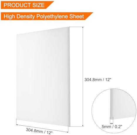 MECCANIXITY UHMW Sheet Ultra High Molecular Weight Polyethylene Sheet, 3/16" Thick Hard HDPE Plastic Sheet Board for DIY Craft 12" x 12" White