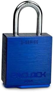 PACLOCK's 1-Series Padlock, Standard Rekeyable (SR), 1/4" Diameter Hard. Stainless Steel Shackle, 1-3/16" Tall, Keyed Differently w/ 2 Keys, Blue