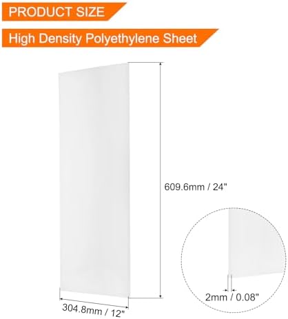 MECCANIXITY UHMW Sheet Ultra High Molecular Weight Polyethylene Sheet, 1/16" Thick Hard HDPE Plastic Sheet Board for DIY Craft 12" x 24" White