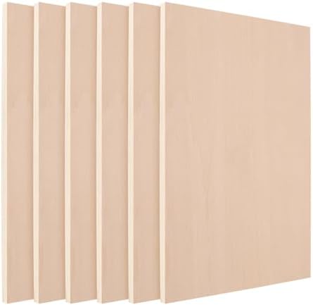 6 Pack 12x16 Inch Baltic Birch Plywood, 1/2 Thick Unfinished Plywood Sheets Rectangle Laser Engraving Wood Panels for Crafts, DIY Projects, Christmas Decor