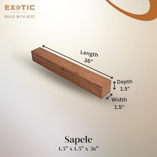 Exotic Wood Zone Sapele Turning Blank (4 pcs) - Kiln Dried Hardwood for Eco-Friendly Woodworking, Woodturning, Wood Lathe, Sustainable Wood, Woodcraft, DIY Projects (1-1/2" x 1-1/2" x 36")